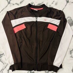 Vintage Nike Women’s Pink/White/Brown Track Jacket / Size - Large